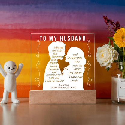 To My Husband | Square Acrylic Plaque